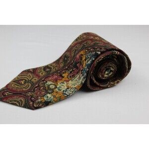 Vintage Bill Blass Paisley and Floral 100% Silk Tie